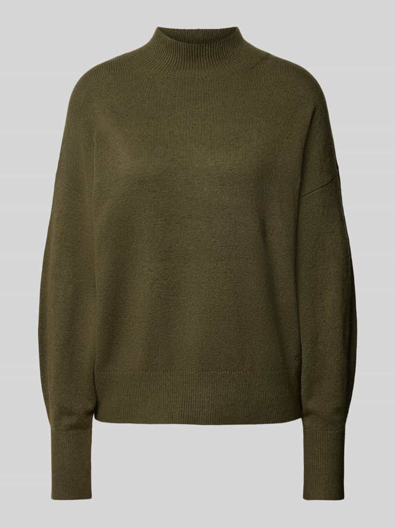 S.Oliver RED LABEL Relaxed fit gebreide pullover van een mix van katoen en wol met opstaande kraag