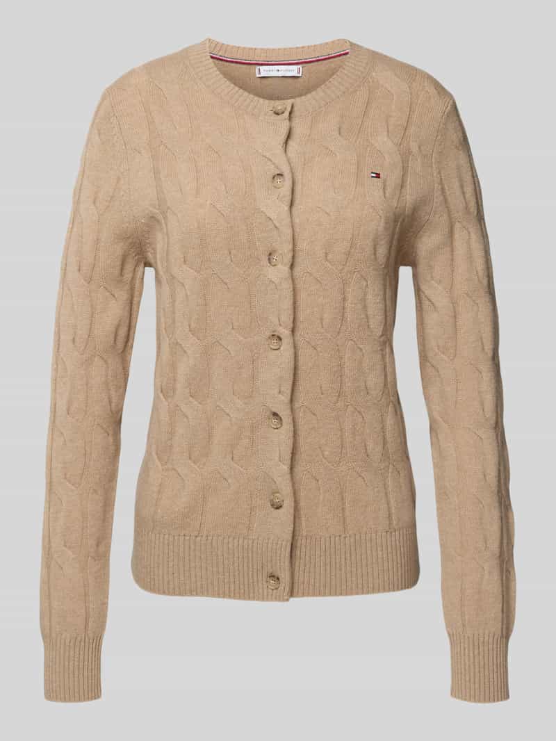 Tommy Hilfiger Regular fit gebreid jack met kabelpatroon van zuivere wol