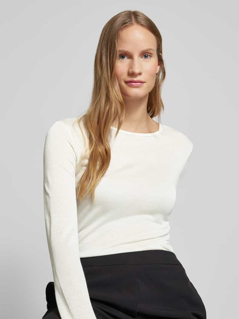 QS Shirt met lange mouwen van viscosemix met geschulpte zoom