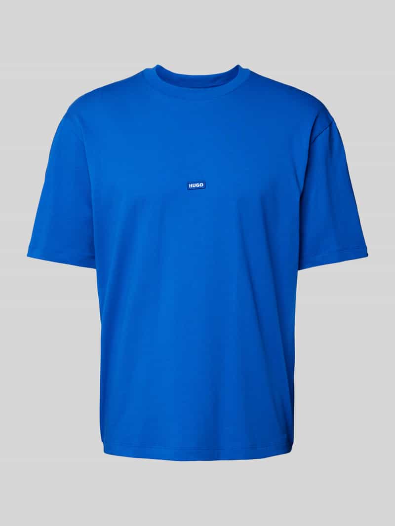 Hugo Blue T-shirt met labelpatch, model 'Neloy'