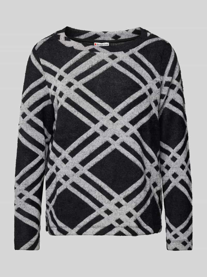Street One Gebreide pullover met geribde ronde hals