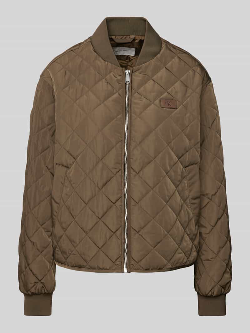 Calvin Klein Jeans Gewatteerd jack met opstaande kraag en labelpatch