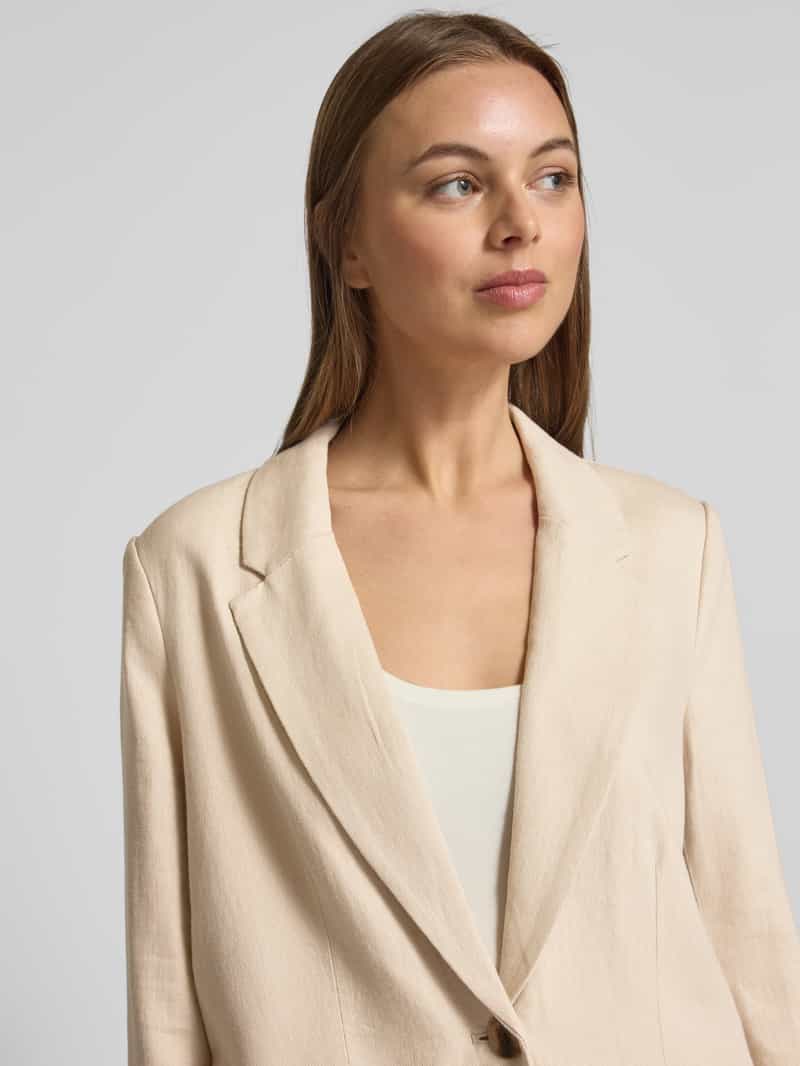 Vila Regular fit blazer van een mix van linnen en viscose met klepzakken