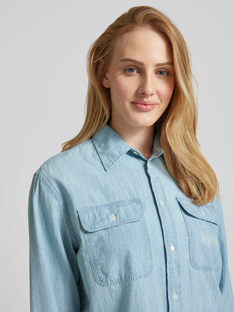 Polo Ralph Lauren Jeansblouse met opgestikte klepzakken