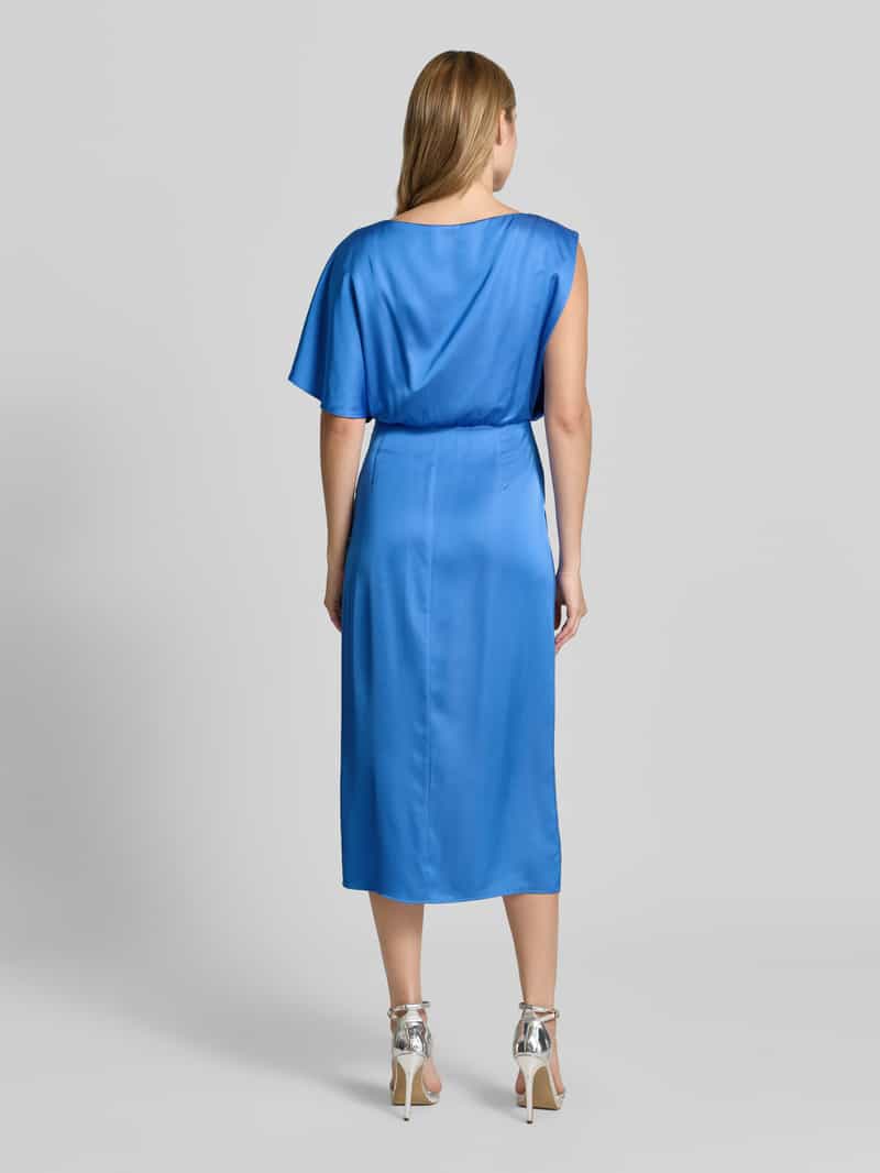 Comma Schitterende midi-jurk in one-shoulder look koningsblauw, foto 2