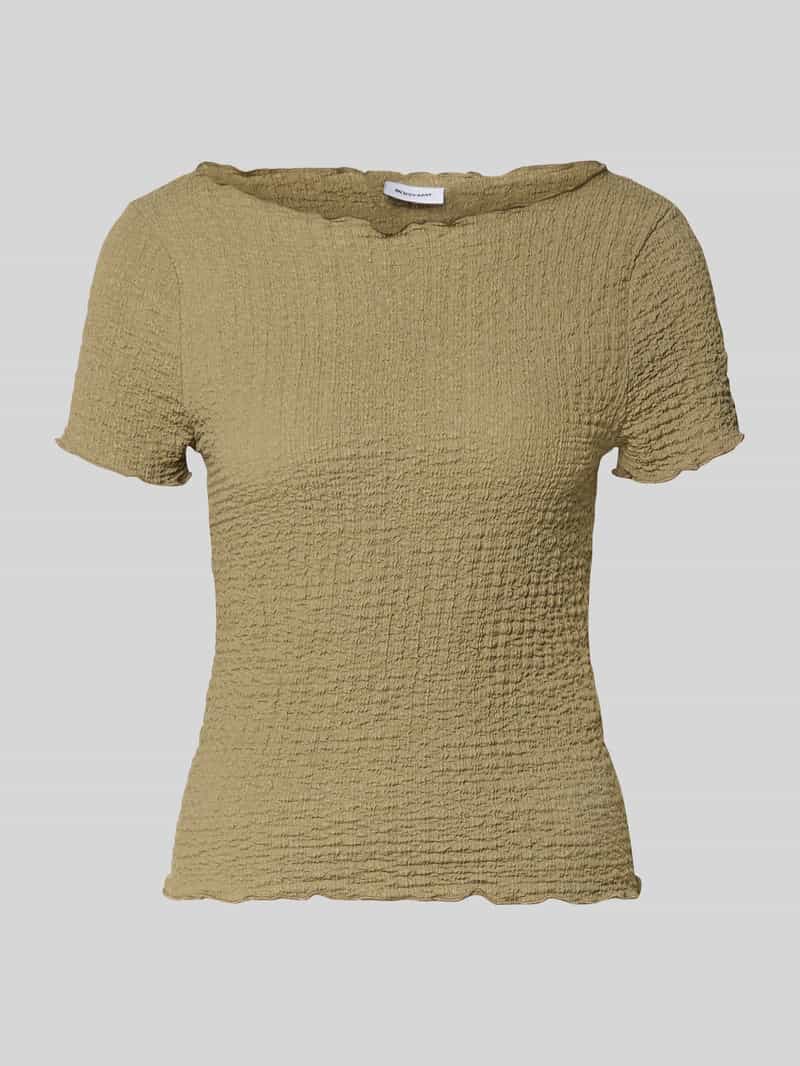 NOISY MAY® Slim Fit T-Shirt mit Strukturmuster Modell 'Alora' in Mud, Größe M 2066242M