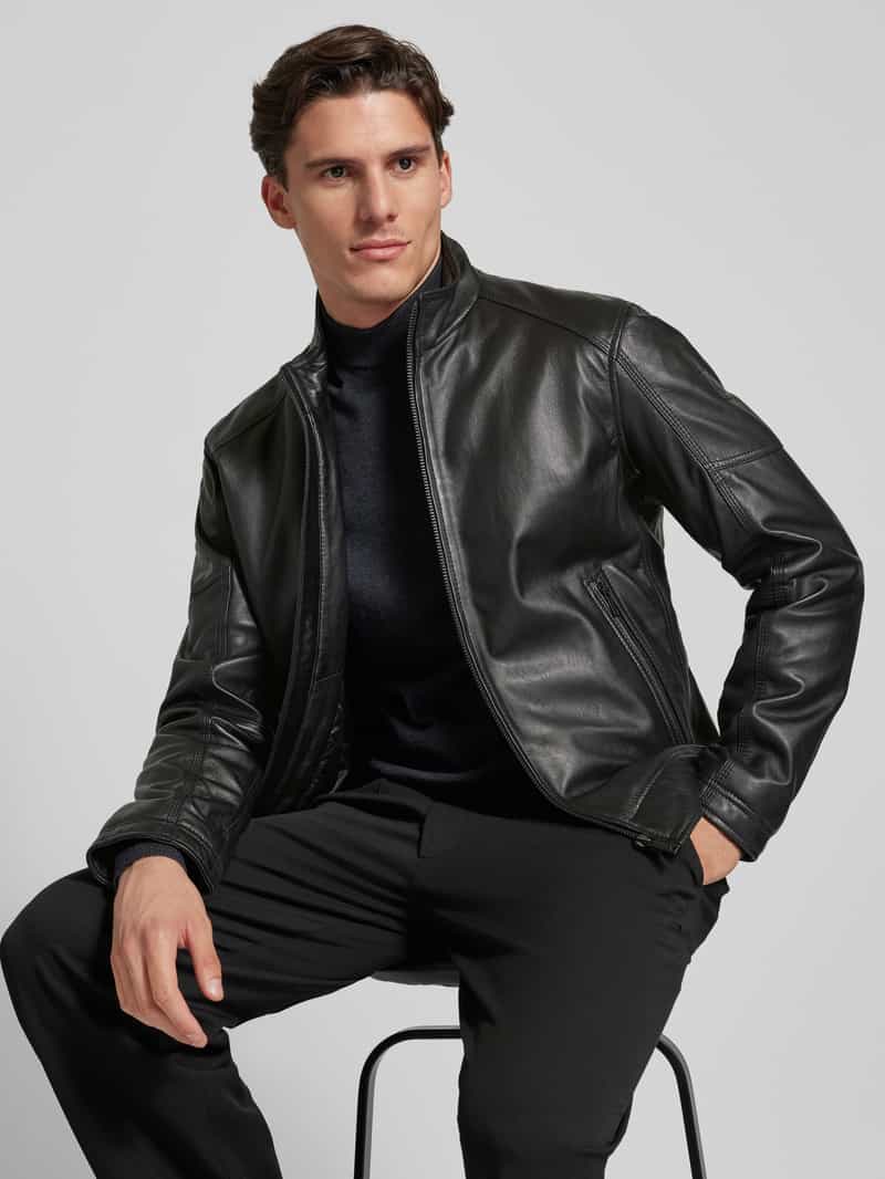 Strellson Regular fit leren jack van lamsnappa model 'PRESTON 2.0'