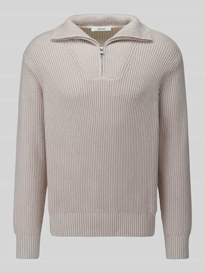 Selected Regular fit pullover van pure katoen met schipperskraag