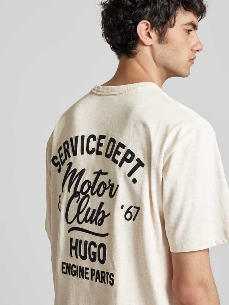Hugo Blue T-shirt met labelstitching model 'Nampie'