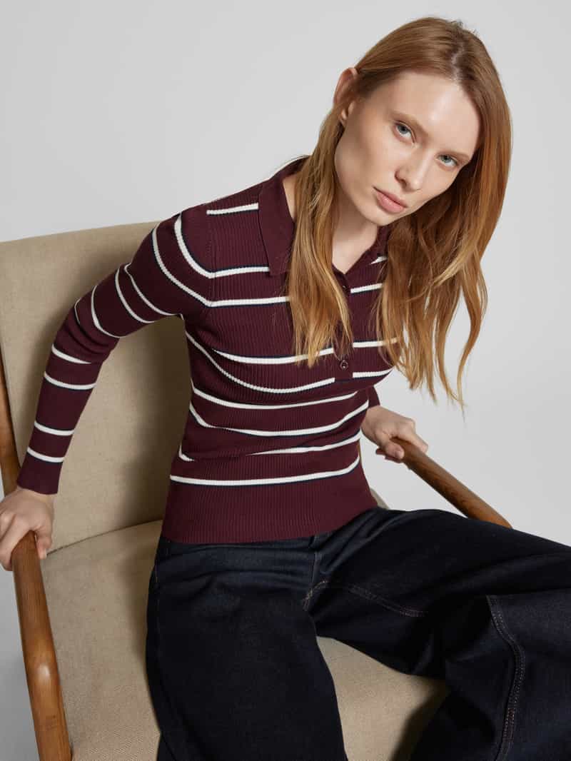 NEO NOIR Shirt met lange mouwen van viscosemix met polokraag model 'Jilian'