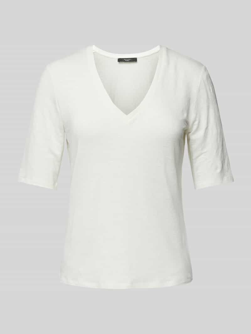 Weekend Max Mara T-shirt van een mix van linnen en elastaan met V-hals model 'BRUNATE'