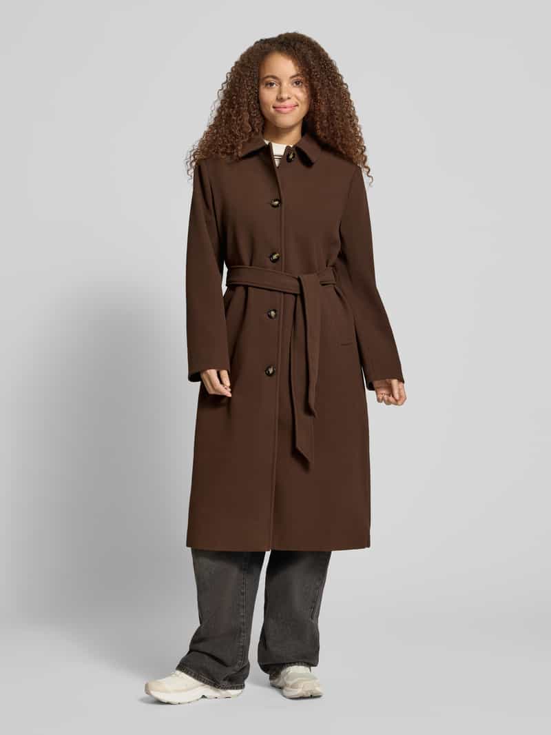 Pieces Regular fit lange jas met strikceintuur model 'AYA'