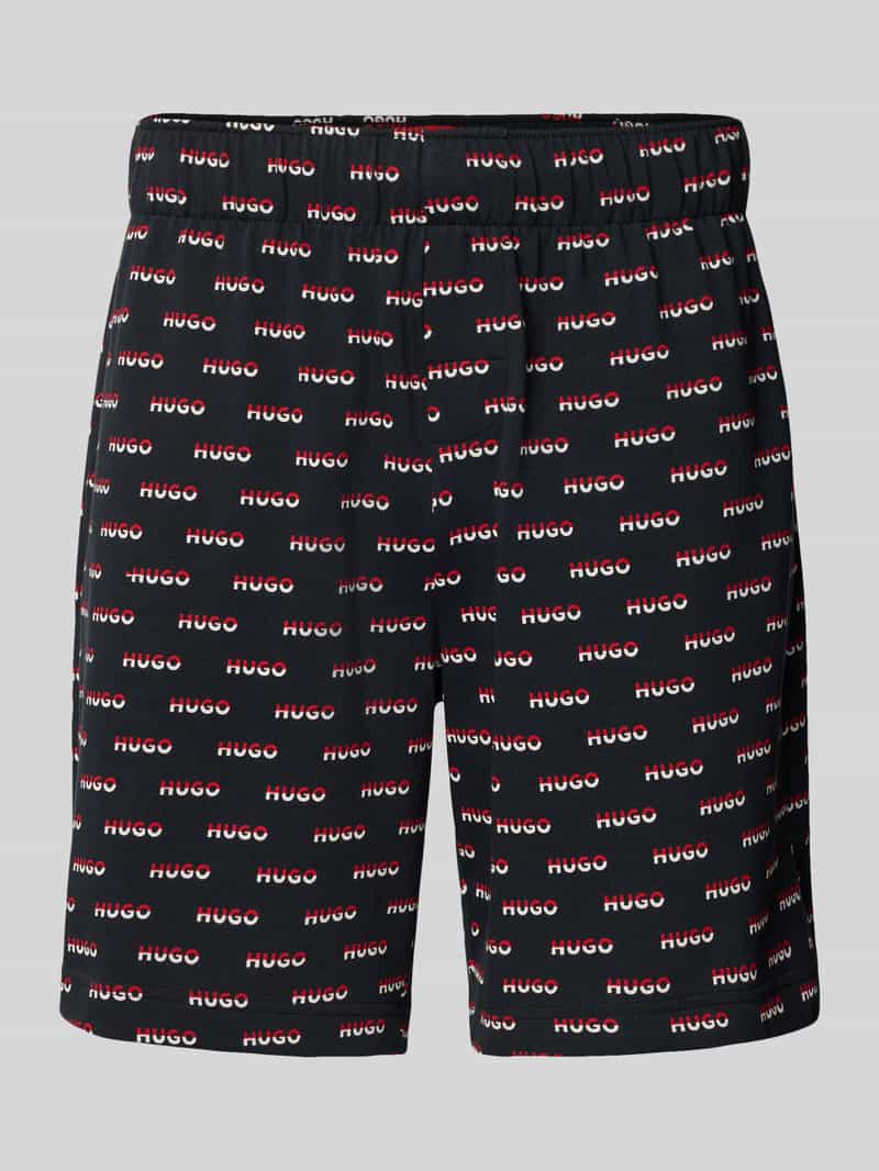 HUGO Korte broek van puur katoen met all-over logoprint