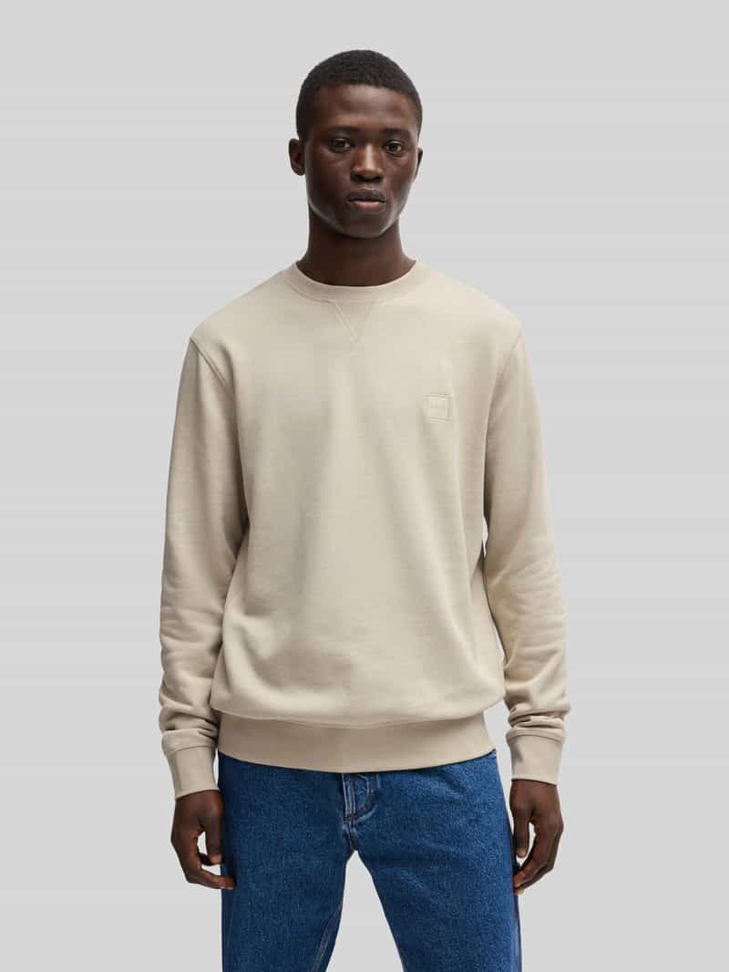 Boss Regular fit sweatshirt van puur katoen model 'Westart' zand, foto 3