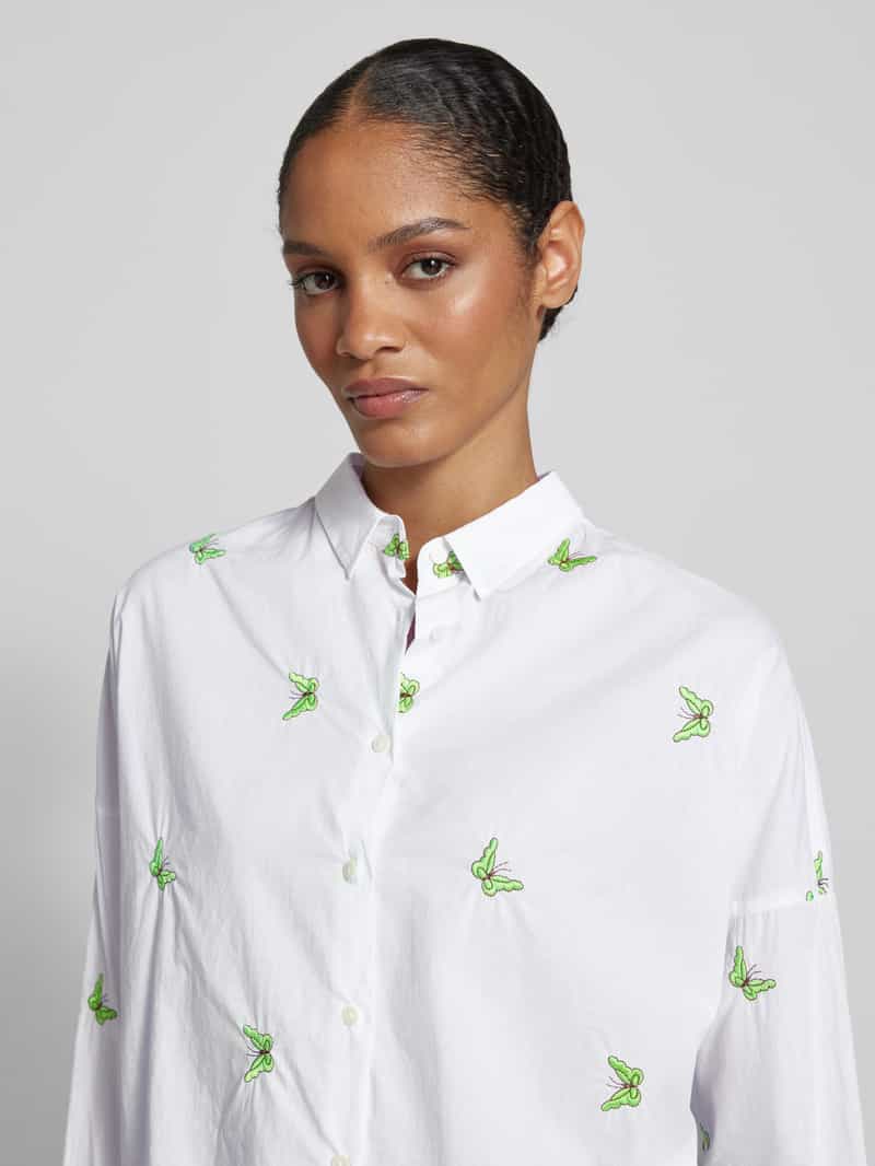 0039 italy Regular fit overhemdblouse met motiefstitching model 'LUCY'