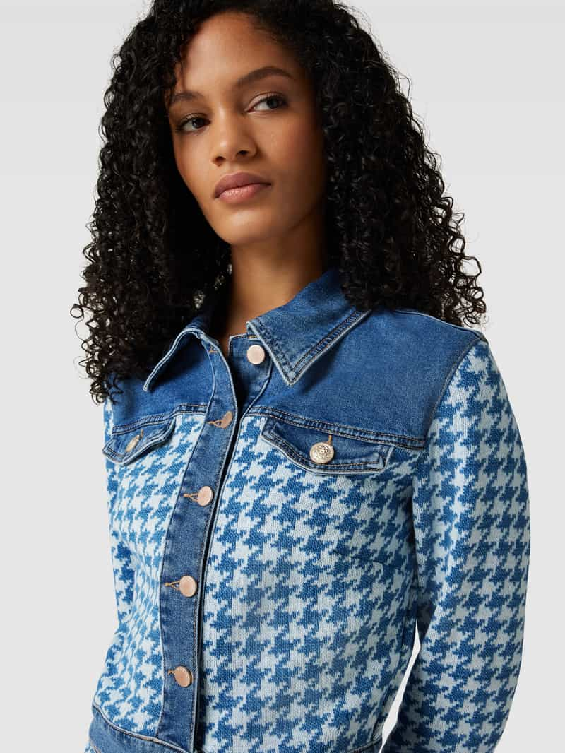 Guess Kort jeansjack met pied-de-poule-motief