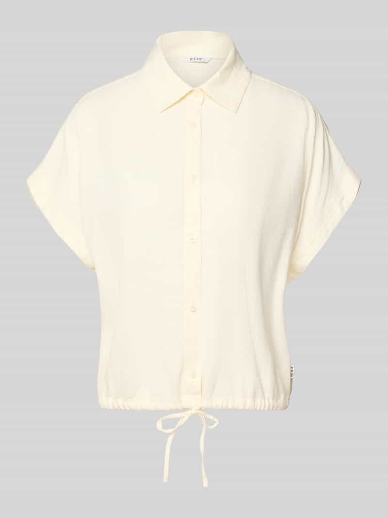 regular fit blouse van een viscose-linnenmix met trekkoord