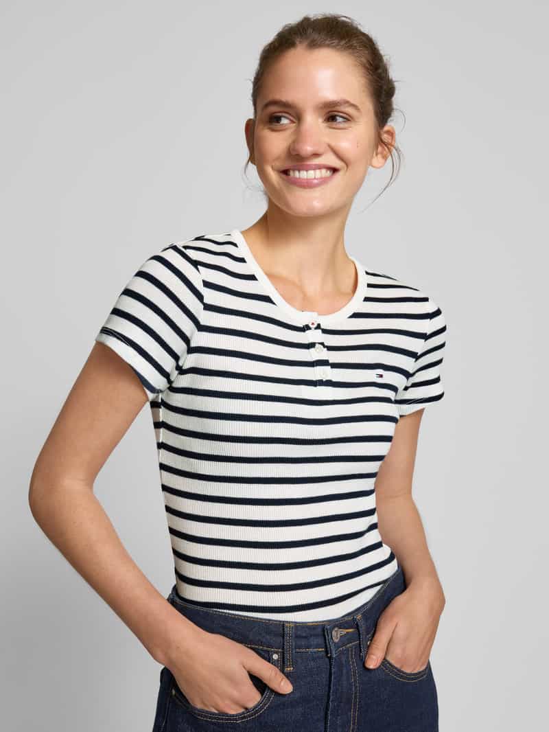 Tommy Jeans Slim fit T-shirt met labelstitching