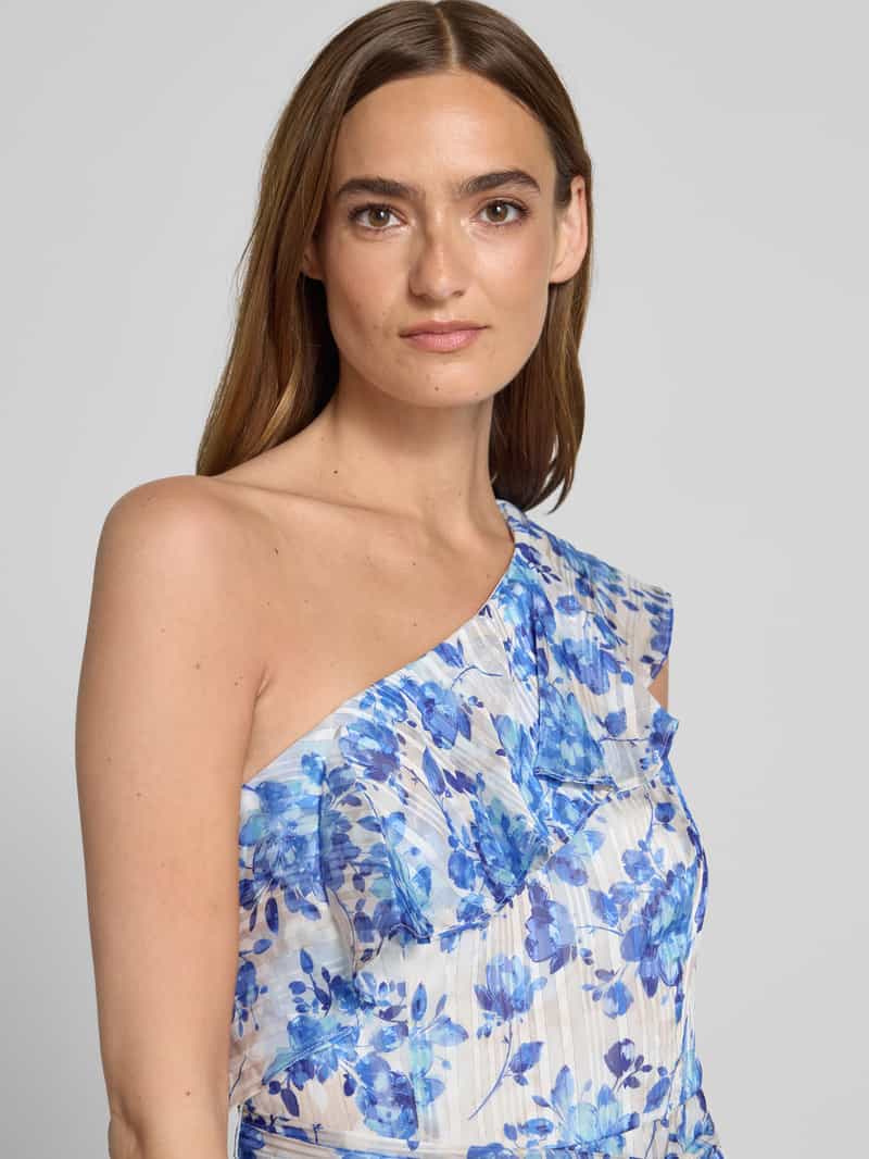 Adrianna Papell Avondjurk in one shoulder-look met strikceintuur