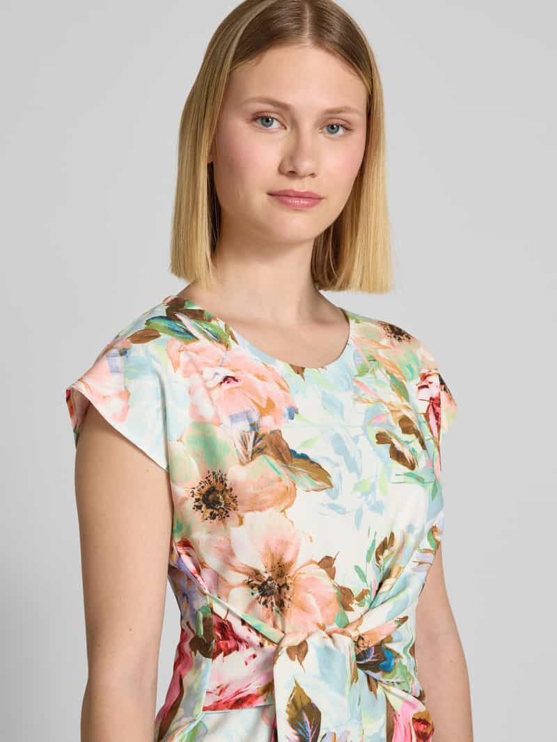 Swing Knielange cocktailjurk met knoopdetail