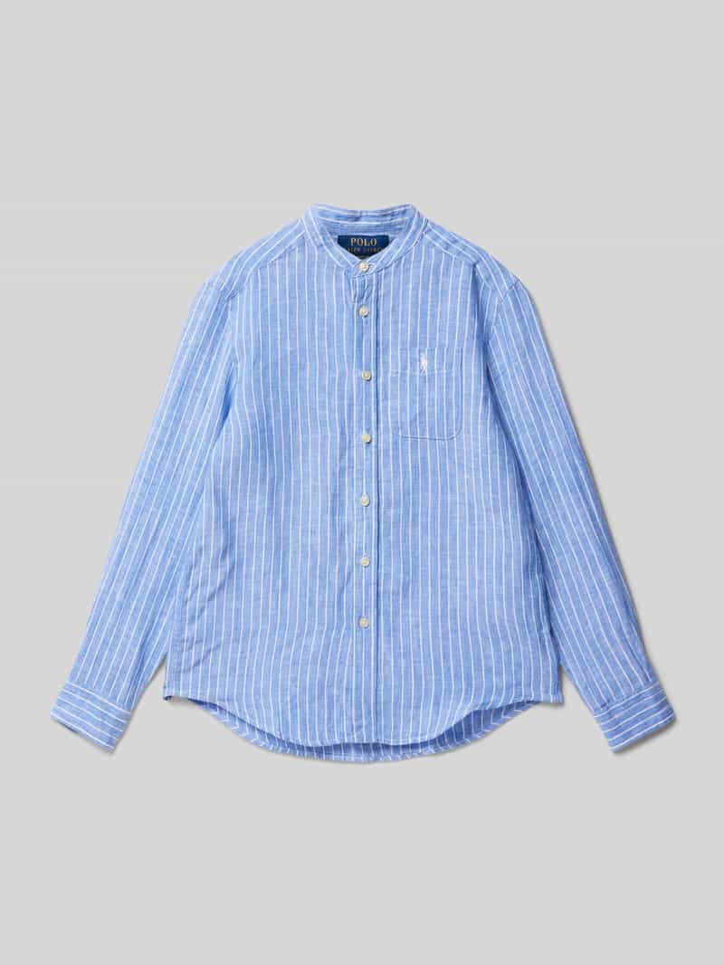 Polo Ralph Lauren Teens Relaxed fit linnen overhemd met opstaande kraag model 'POSTBOY'