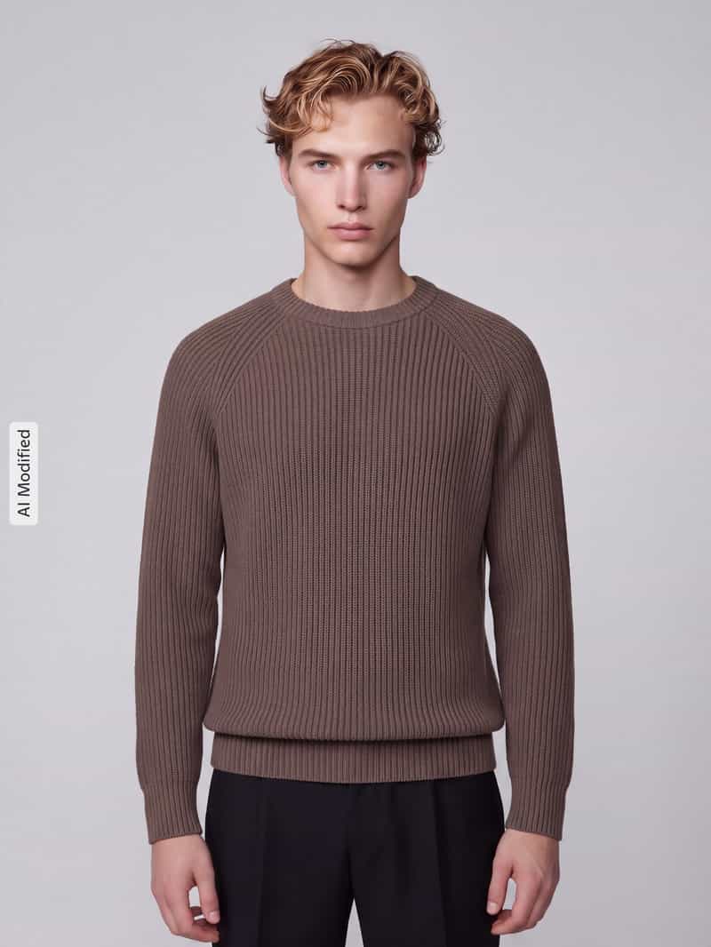 Selected Men Heren Truien & Vesten Slmbraun Knit Rib Crew Neck Noos - Bruin, foto 4