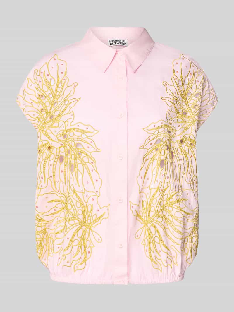 Essentiel Antwerp Boxy fit overhemdblouse met geborduurde pailletten model 'HEBRASKA'