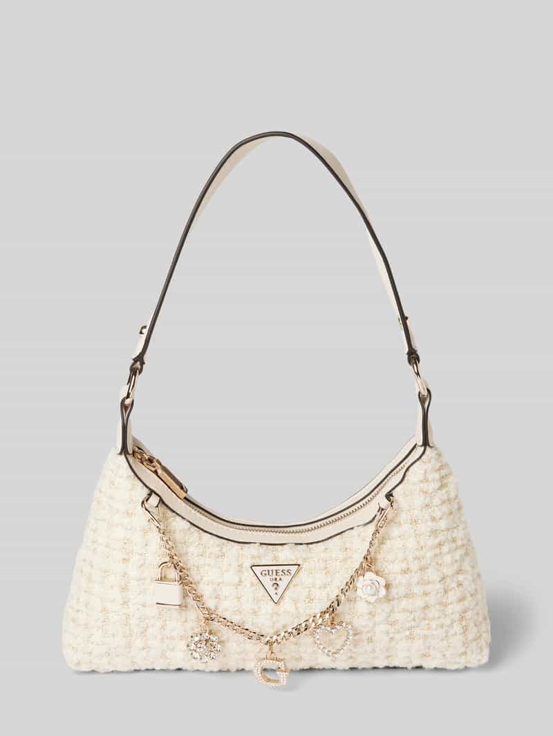 Guess Schoudertas in bouclélook met schakelkettingen model 'Everlee'