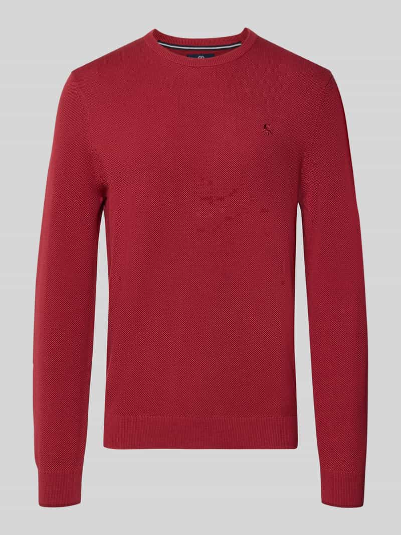 Lerros Regular fit gebreide pullover van zuivere katoen met labeldetail