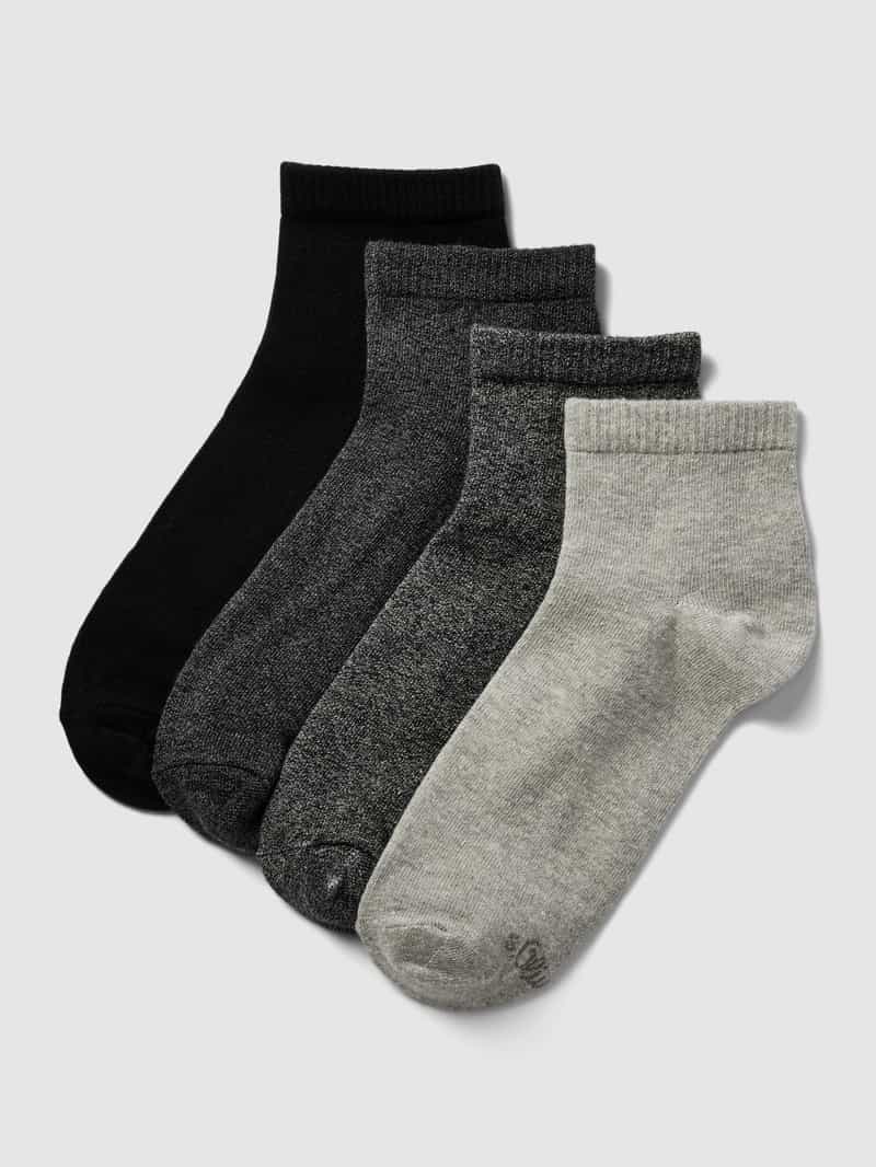 S.Oliver RED LABEL Sokken met labeldetail in een set van 4 paar model 'Quarter'