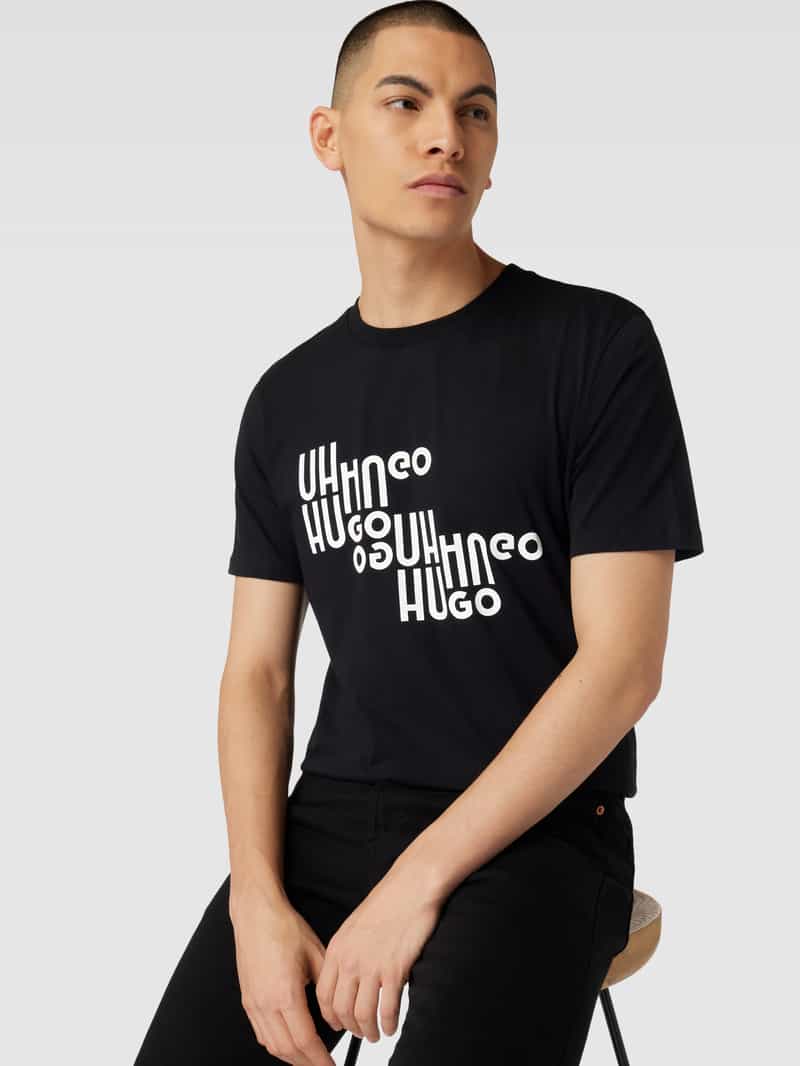 HUGO T-shirt met labelprint met statement model 'Davalon'