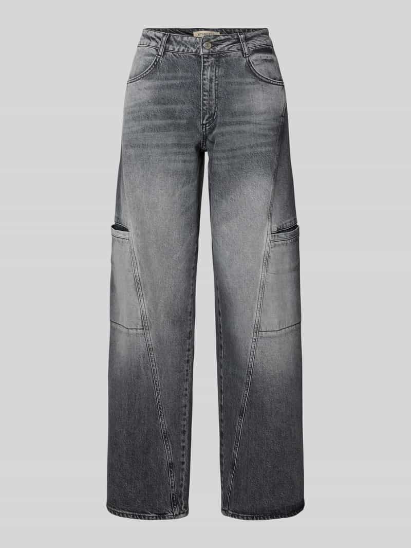 ETIQUETT ESSENTIALS Wide leg jeans met strookzakken model 'Lola'