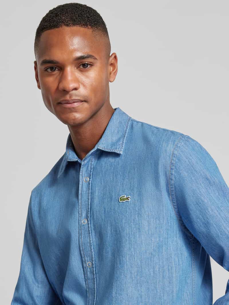 Lacoste Regular fit jeansoverhemd met logobadge