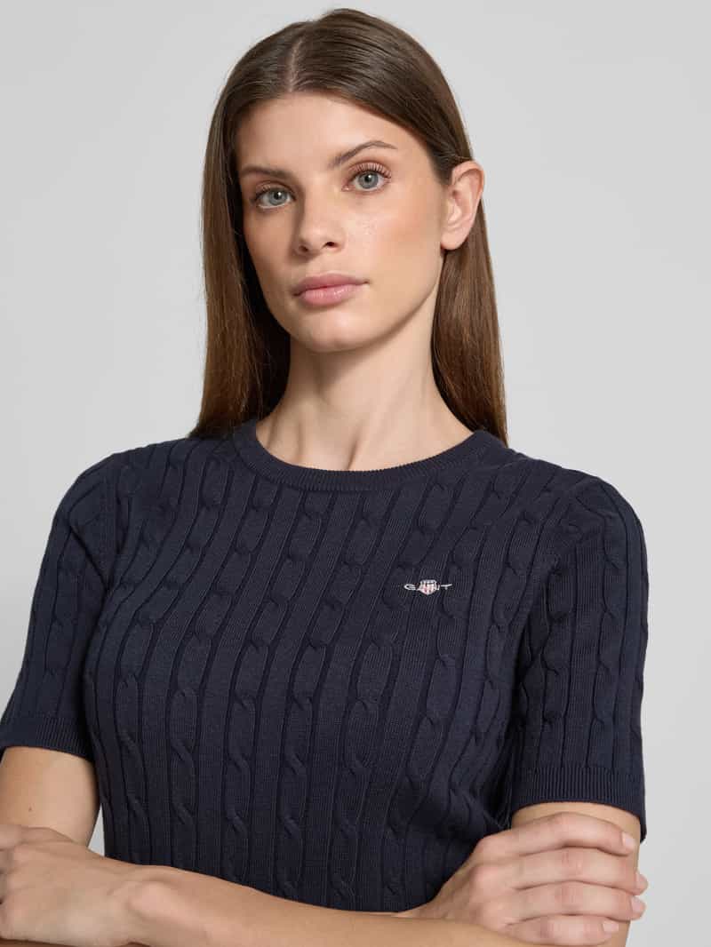 Gant Gebreid shirt met ronde hals en logostitching