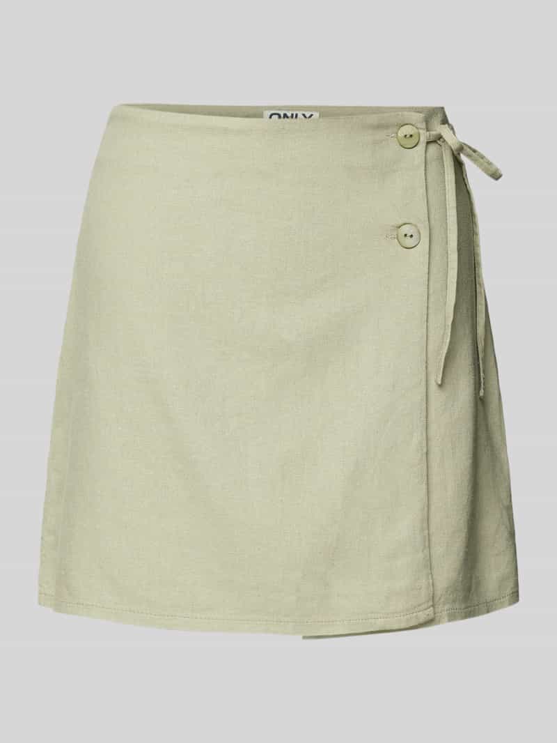 Only Uitlopende wikkelrok van een mix van viscose en linnen model 'CARO'