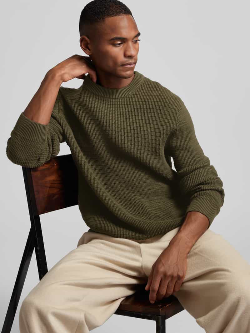 Selected Homme Gebreide pullover met ribboorden