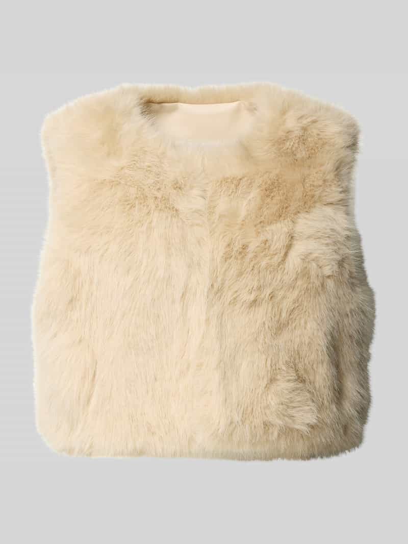 Kort gilet van imitatiebont met ronde hals