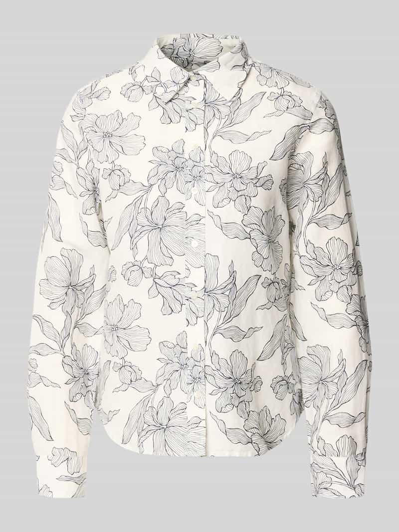 regular fit blouse van mix van katoen en linnen