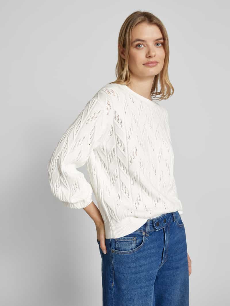 comma Gebreide pullover van viscosemix met ronde hals