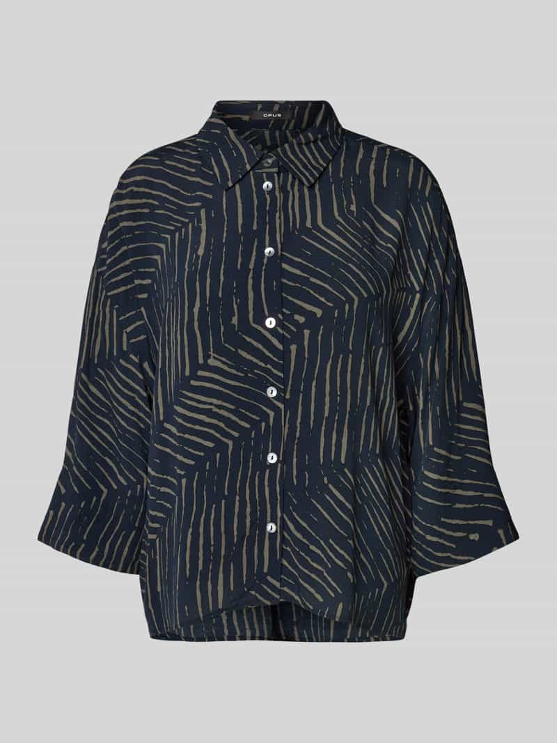 Opus Relaxed-fit blouse van viscose model 'Fiana palm leaves'