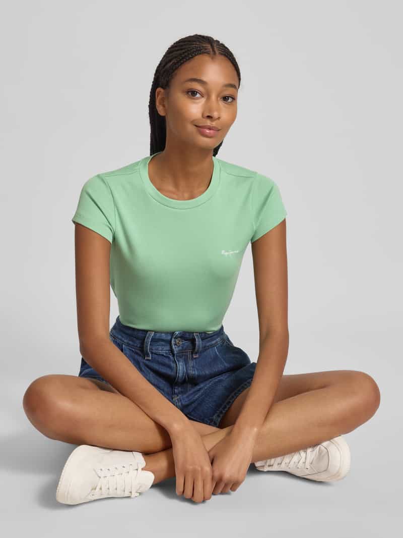 Pepe Jeans Regular fit T-shirt van mix van katoen en elastaan