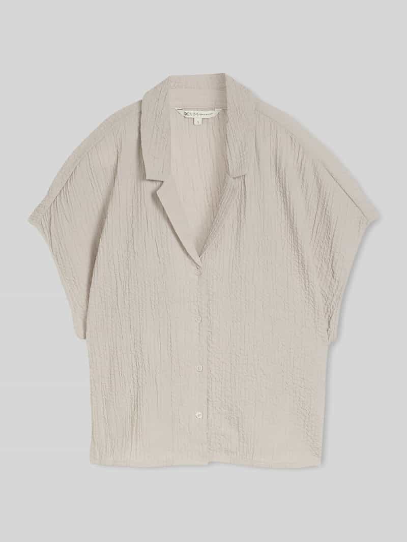 Tom Tailor Denim - Seersucker resort-blouse - Maat XL - cloud grey