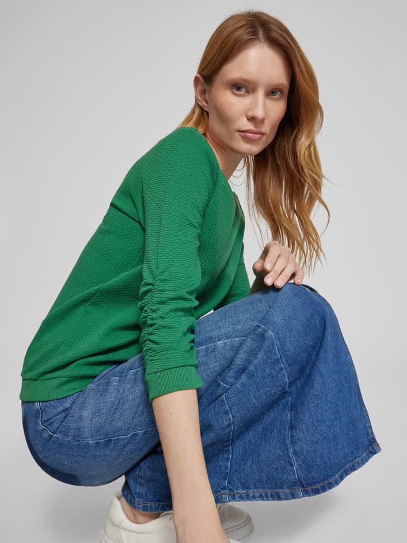 Tom Tailor Denim Getailleerd sweatshirt met structuurmotief