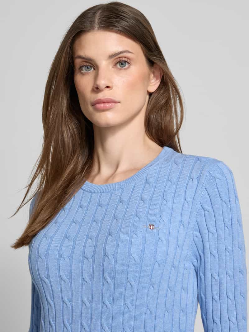 Gant Pullover met kabelpatroon en logostitching