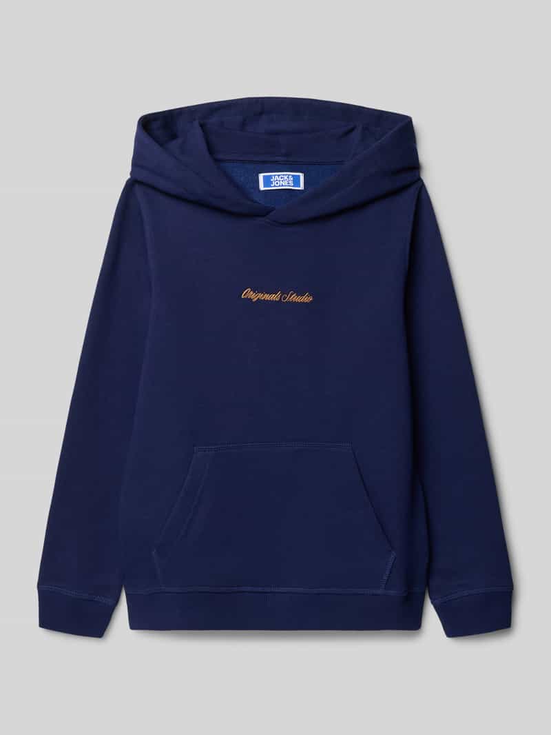 jack & jones Hoodie met labelstitching en kangoeroezak