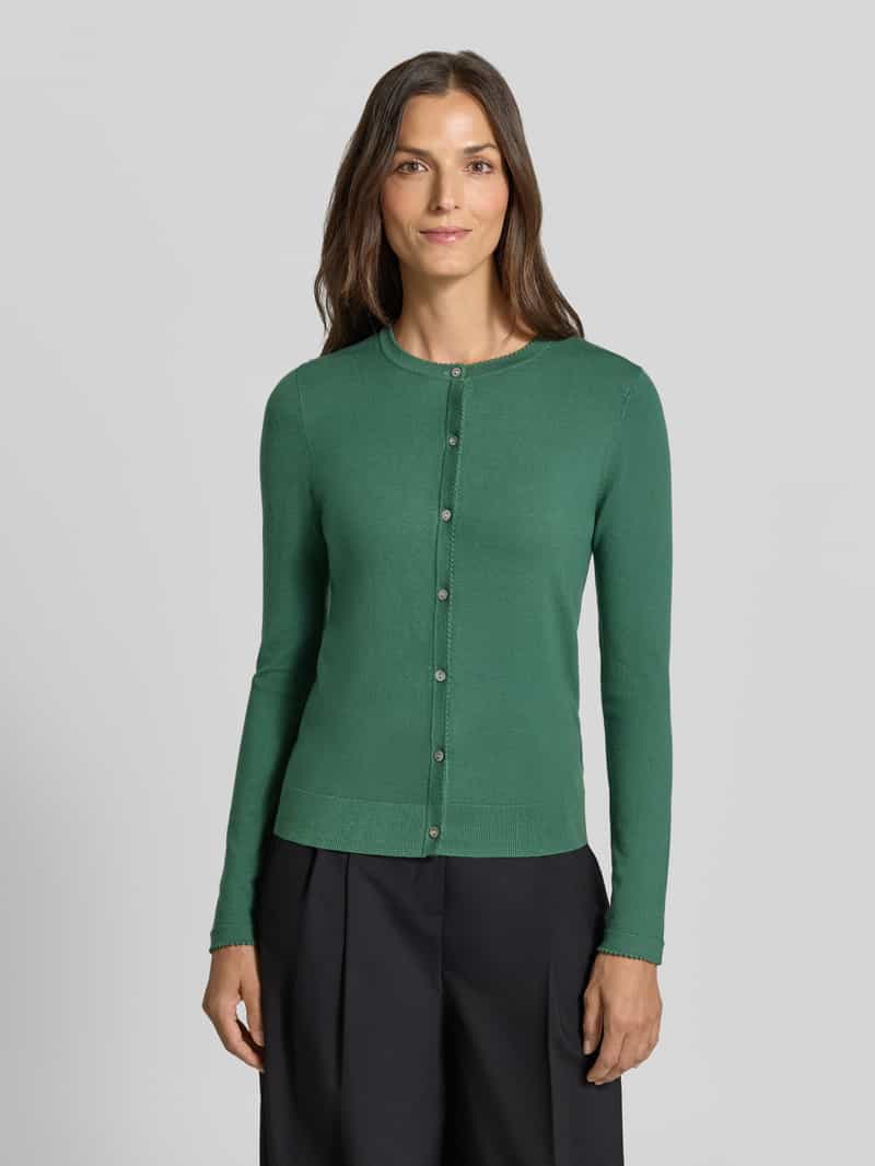 Christian Berg Woman Regular fit gebreid jack van viscosemix met geschulpte zoom