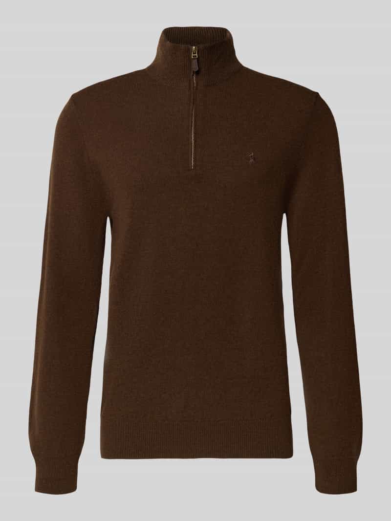 Polo Ralph Lauren Gebreide pullover van wol met opstaande kraag en ritssluiting