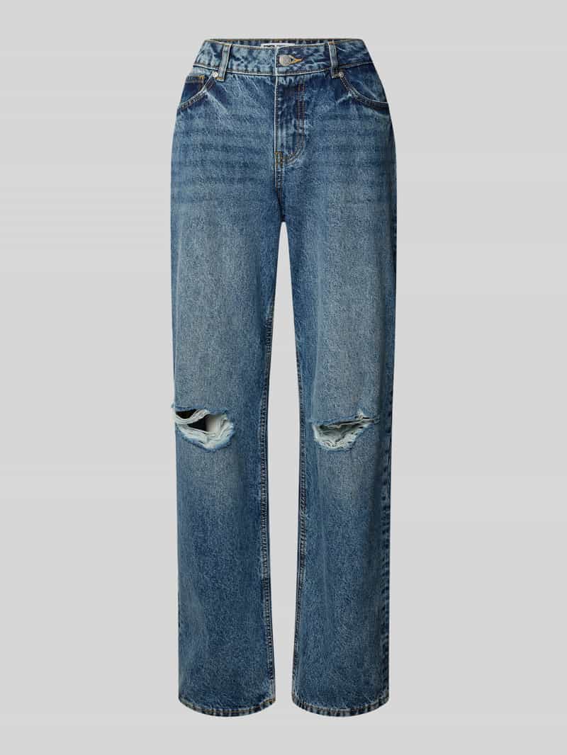 Review Straight leg jeans in destroyed-look