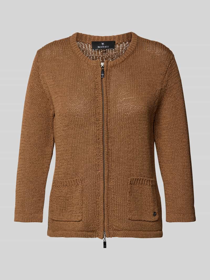 monari Gebreid jack met tweewegsritssluiting en 3 4-mouwen