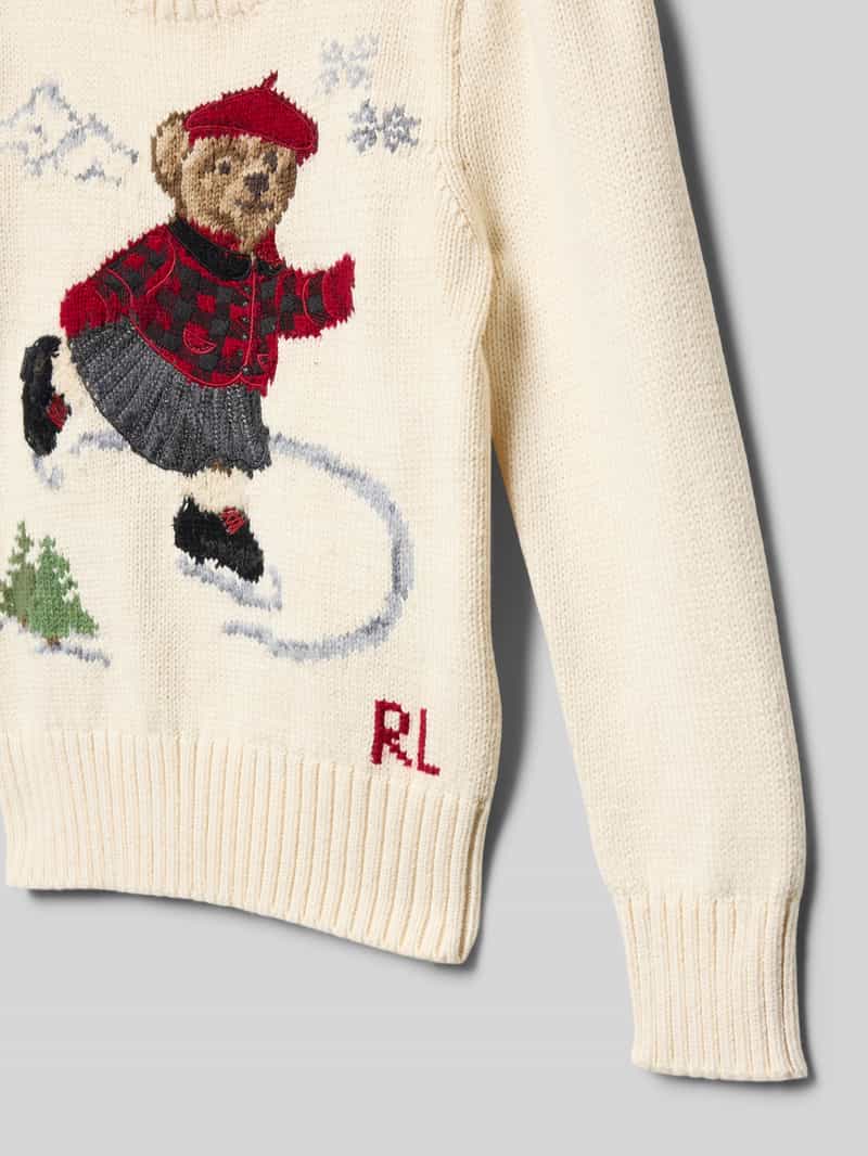 Polo Ralph Lauren Kids Gebreide pullover met motief en ronde hals